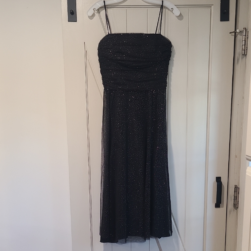 Jessica Howard Black Strapless Glitter Dress